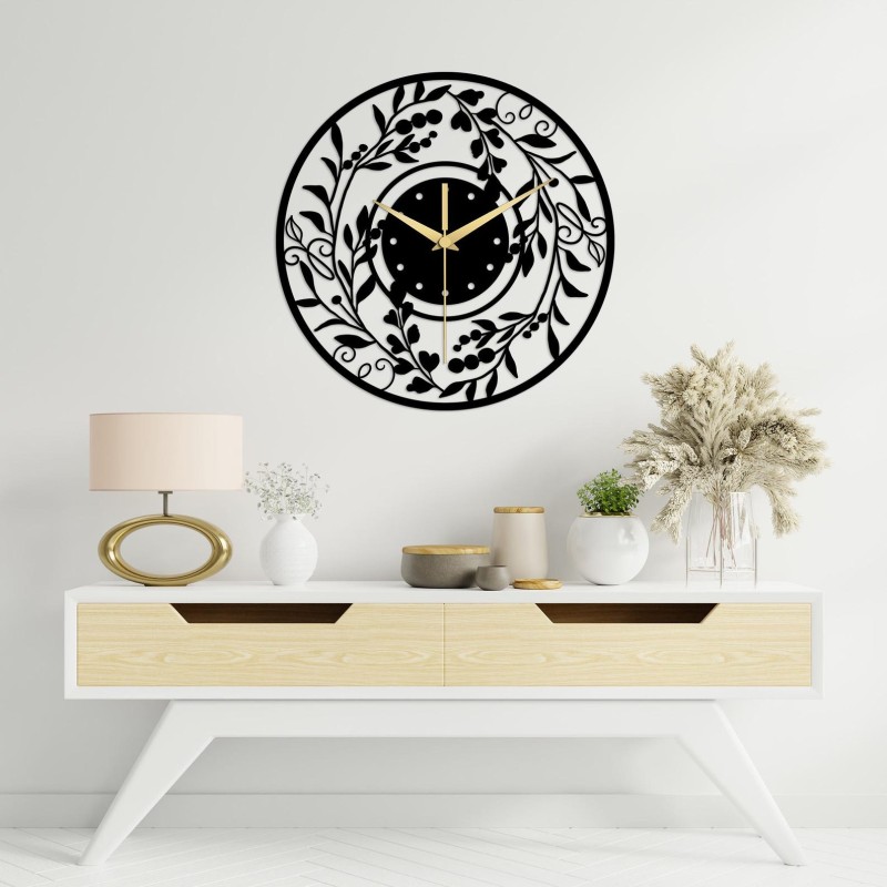 Oversized floral metal wall clock
