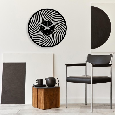 Spiral black metal clock