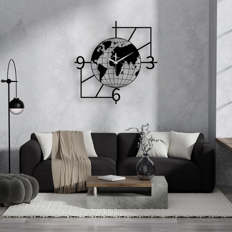 Geometric World Map Wall Clock