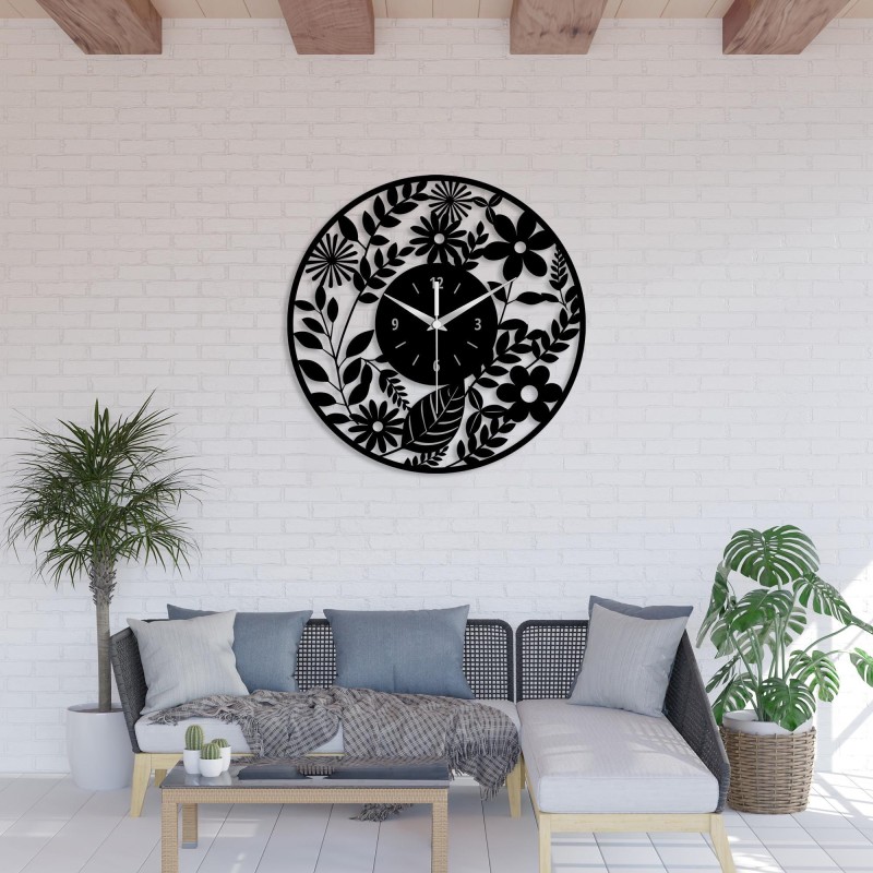 Unique Floral Metal Wall Clock