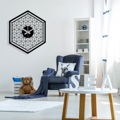 Modern hexagonal metal wall clock