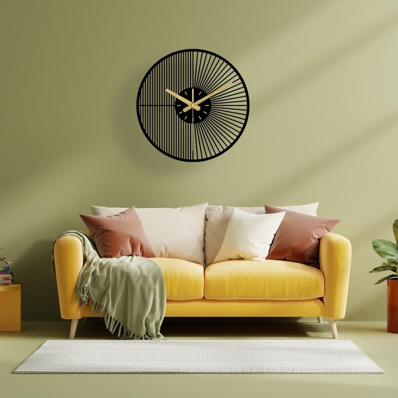 Black metal wall clock